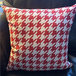 Red and White Houndstooth Throw Pillow